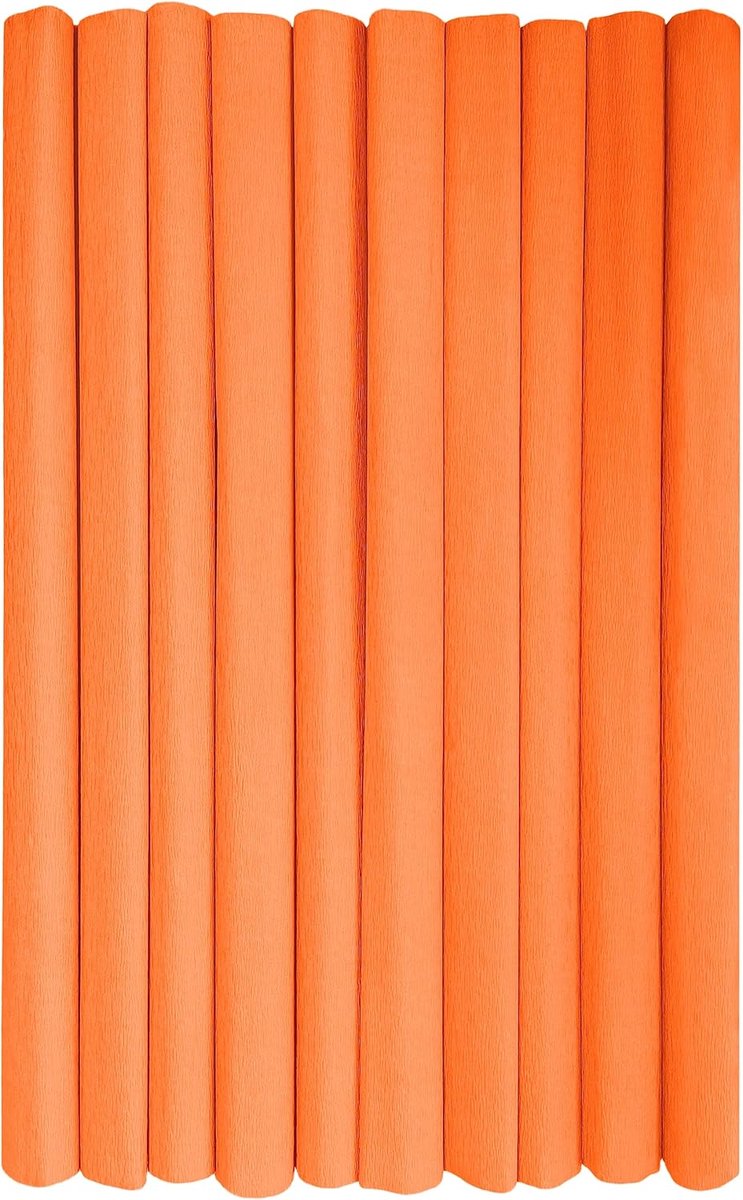 Crêpepapier Rollen voor Kinderen DIY en Decoraties - Pakket van 10 rollen (50 cm x 200 cm, 28 g/m2) - 06 donkeroranje