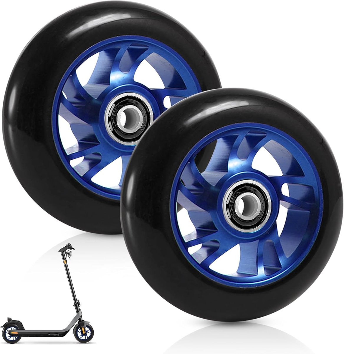 2 stuks stuntstepwielen, 100 mm reservewielen, reservewielen met velgen van aluminiumlegering, stuntstepwielen met lagers, stepwielen voor de meeste stuntscooters, kickscooters