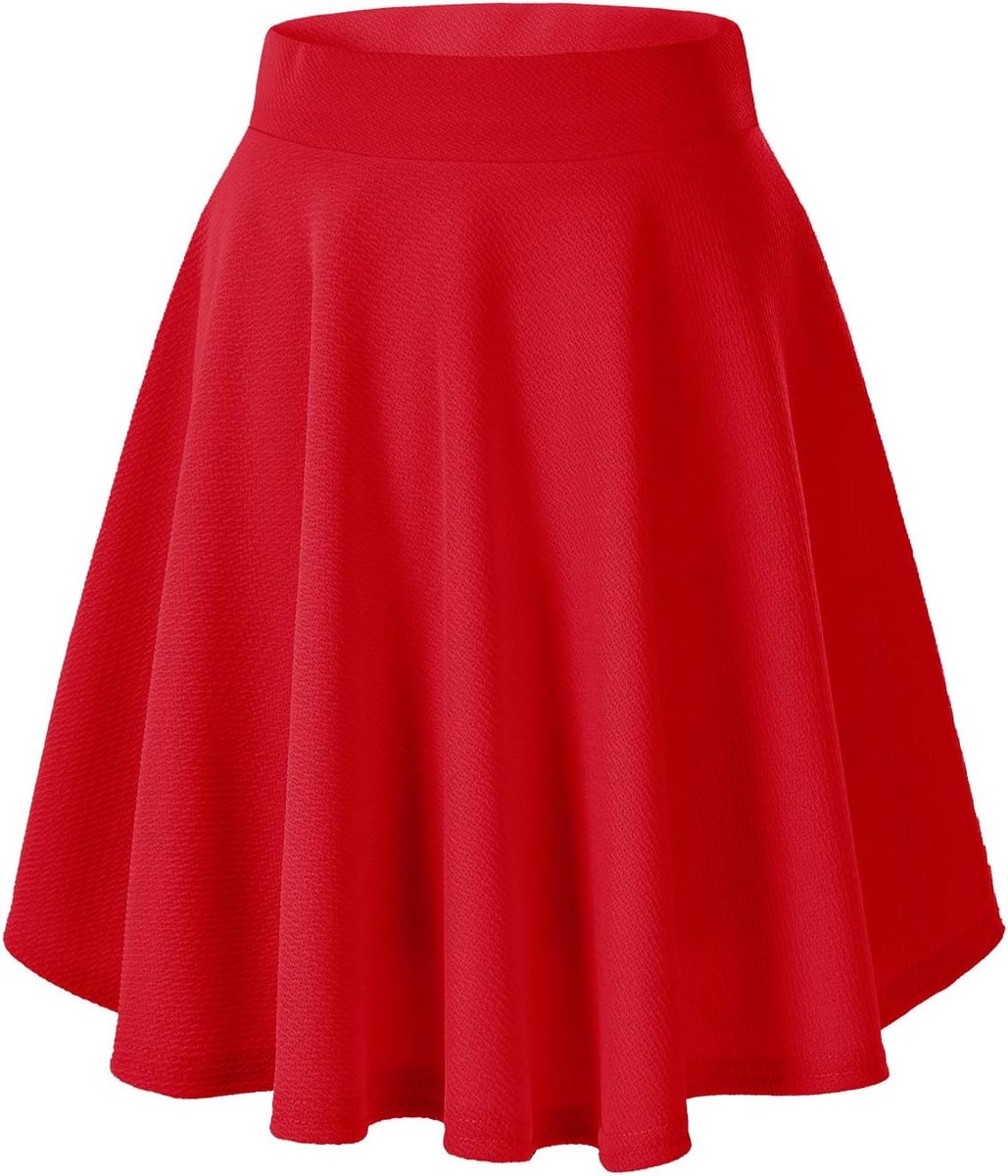 Elegante Elastische Taille Flared A-lijn Midi Rok Basic Uniform Geplooide Skater Rokken