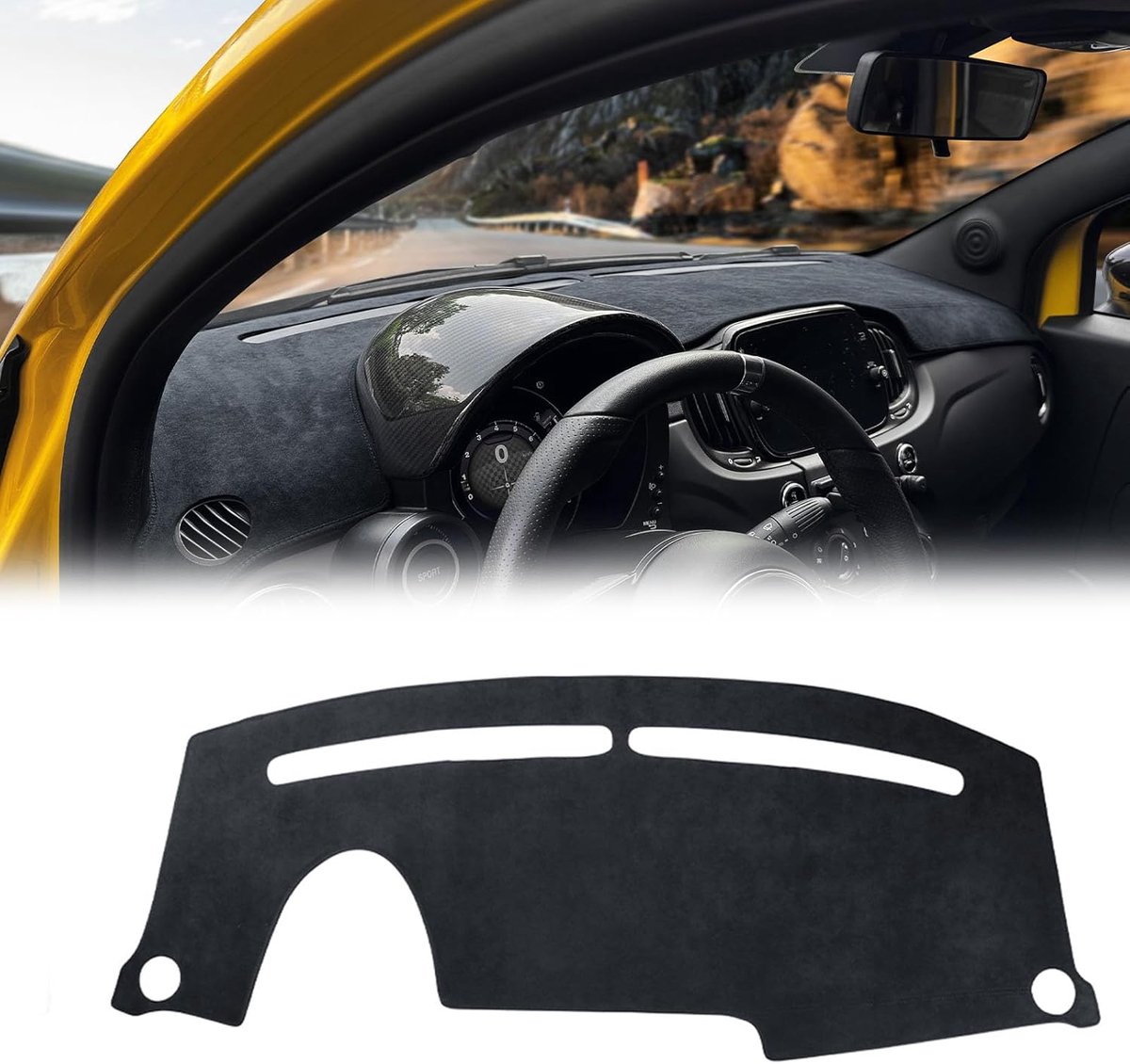 SnelShoppen - Dashboardmat Abarth 595 695 2017-2024 Flanel Dashboard Cover Interieur Zonnebrandbescherming Mat Luxe Bescherming Accessoires