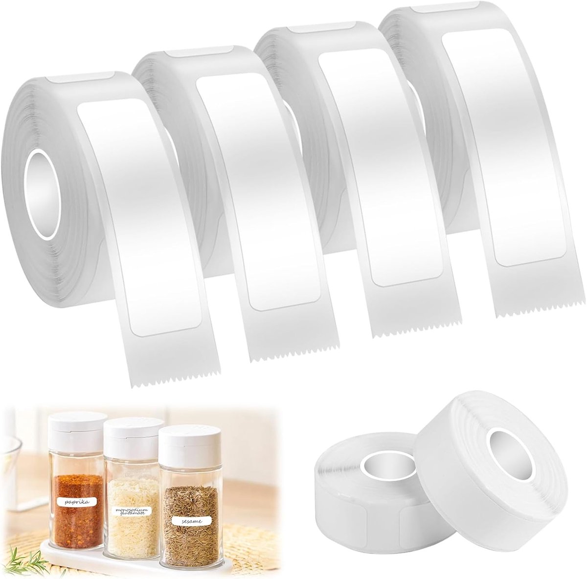 SnelShoppen - 4 Rollen Zelfklevende Thermische Labels 160 Labels Per Rol 40x12mm Waterdicht Anti-Olie Witte Label Tape Voor Kantoor School Keuken