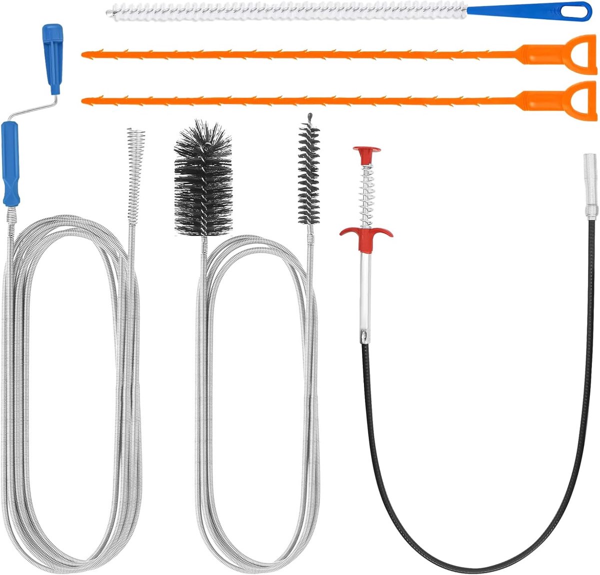 Drain cleaner, set of 6, pipe cleaner, spiral, drain cleaner, pipe cleaner, drain brush, claw pliers. Suitable for: - ShopVlot