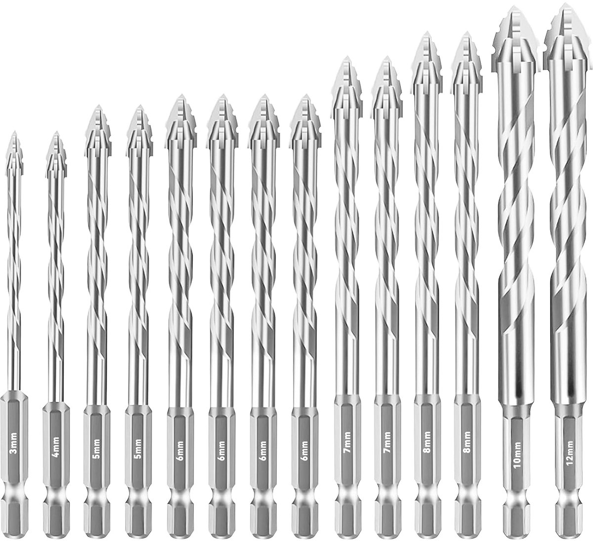 Drill bit (silver, 3+4+2x 5+4 x 6+ 2 x7+2 x 8 +10+12 (mm)) - ShopVlot