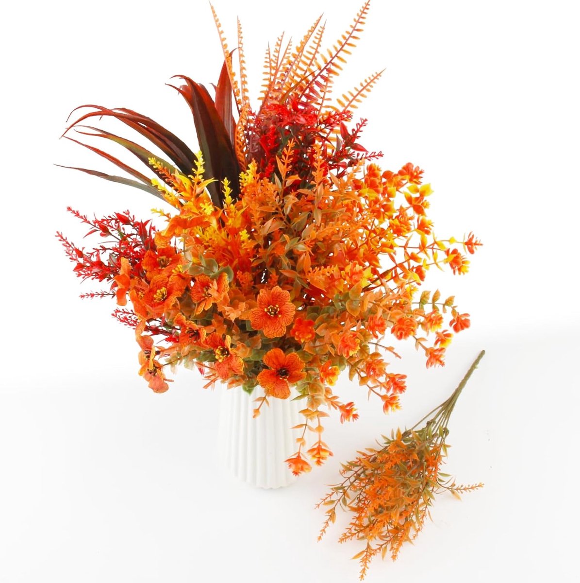 SnelShoppen - 10 Stuks Kunstbloemen Herfst - Nepplanten voor Decoratie - Warme Kleuren - Ideaal voor Feesten, Bruiloften, Thuis en Tuin