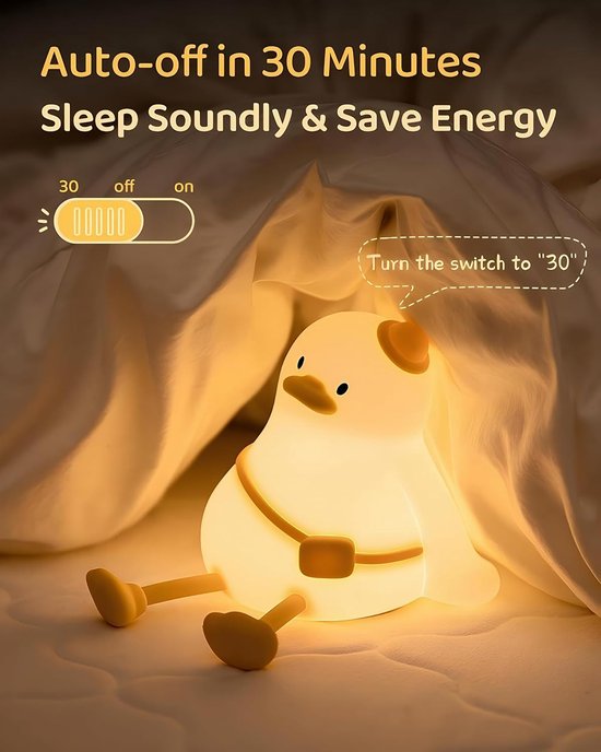 Eendvormig nachtlampje voor kinderen - Aanraakdimbaar - Oplaadbaar - Draagbaar LED-nachtlampje - Geschikt voor babykamers, peuterkamers, kinderdagverblijven en kinderkamers - Leuk nachtlampje met timer - Perfect voor baby's - Verjaardagscadeau — afbeelding 2