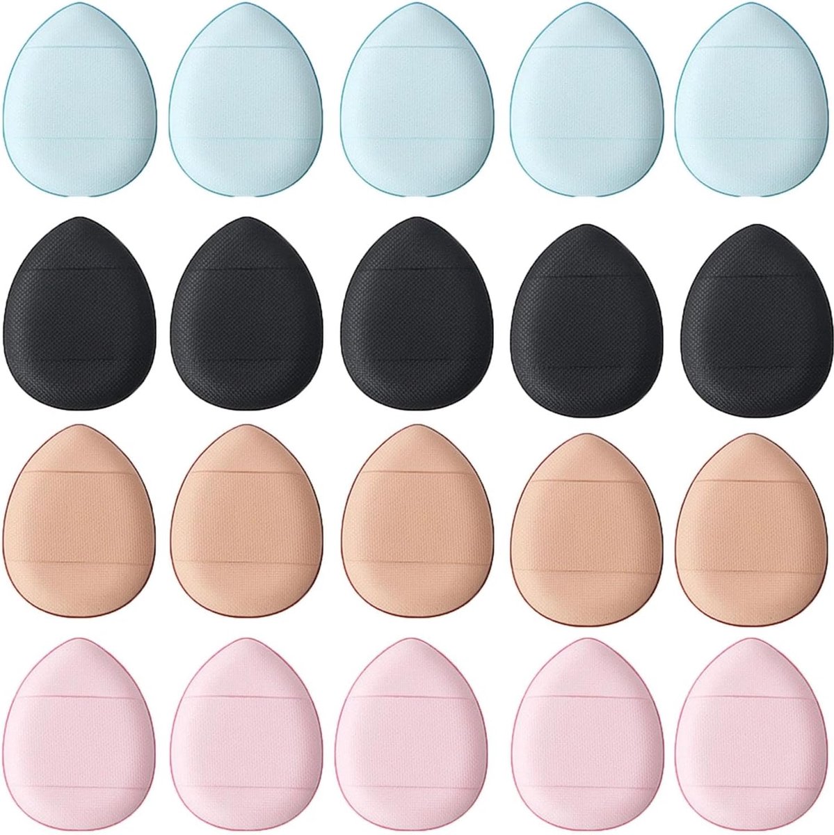 SnelShoppen - 20 Stuks Make-Uppoederpads, Zachte Vingeropzetstukken voor Foundation en Concealer, Cosmetica-accessoires voor Nat en Droog Gebruik, Hui