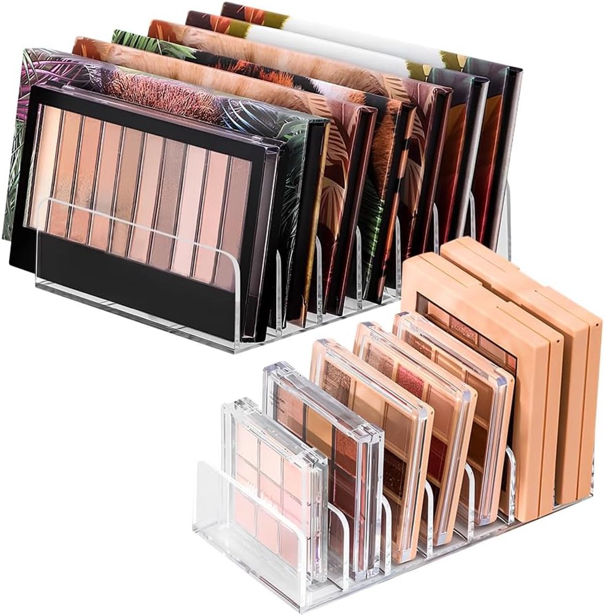 SnelShoppen - 7-delig Lade Organizer Set, Transparante Make-up Organizer met 7 Compartimenten, Oogschaduw Organizer, Ruimtebesparend, 2 Maten voor Mak
