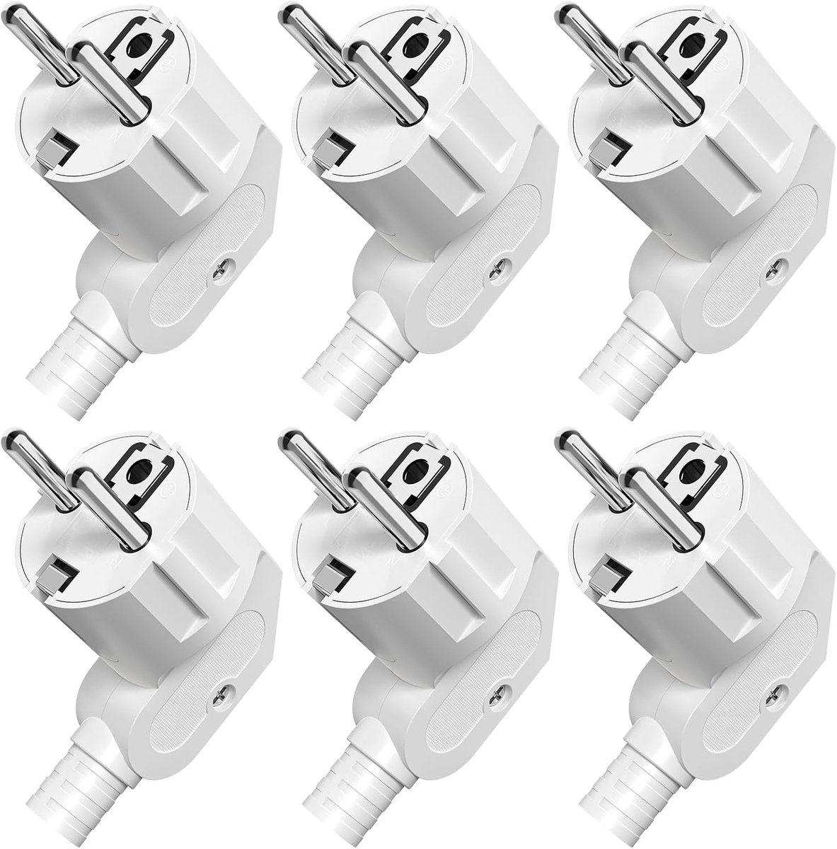 SnelShoppen - Schuko Stekker 250 V Power Plug met Trekontlasting, Aardleksysteem, Spatwaterdicht en Duurzaam, IP44, Schokbestendig, Wit, Verpakking va