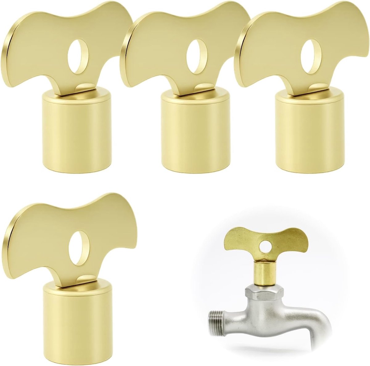 SnelShoppen - 4 x Roller Fork Sleutels, Tap Knoppen en Tap Sleutel, Stevig en Sterk, Geschikt voor Verwarming en Taps, Hoogwaardig Metaal met Messing