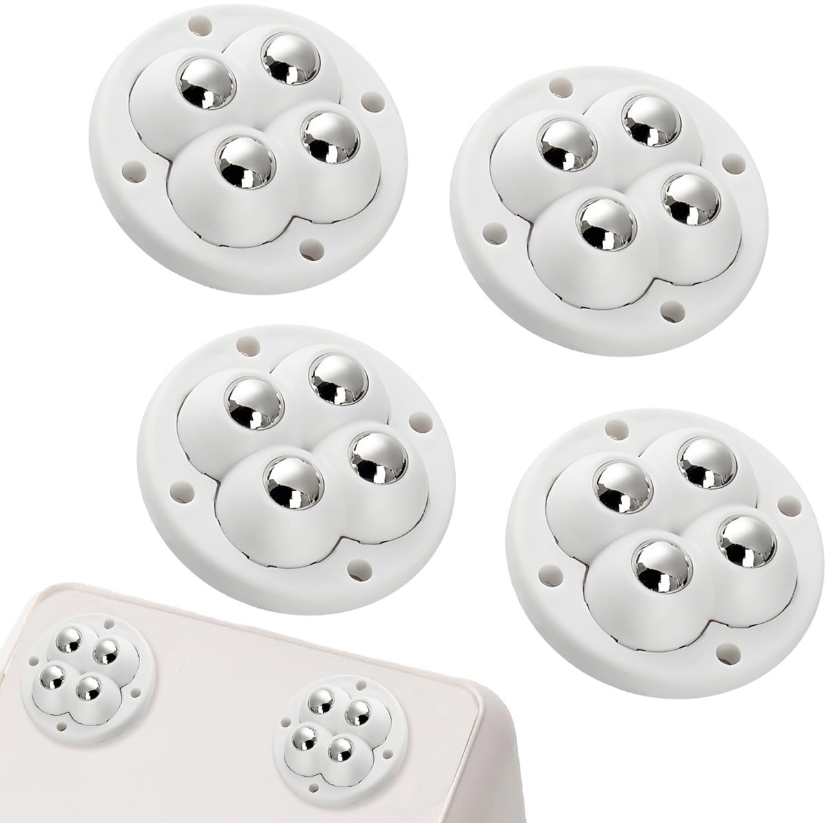 Mini Lichtwielen Set van 4 - 360° Draaibaar - Zelfklevend - Ideaal voor kleine meubels - ShopVlot