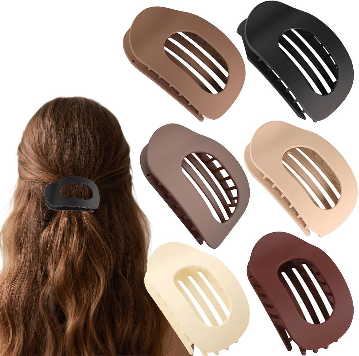 SnelShoppen - 6 Stuks Dames Haarklemmen Grote Haarklemmen Elegant Antislip Platte Klem Sterke Grip Voor Dik Dun Fijn Haar Dames Meisjes (Stijl 2)