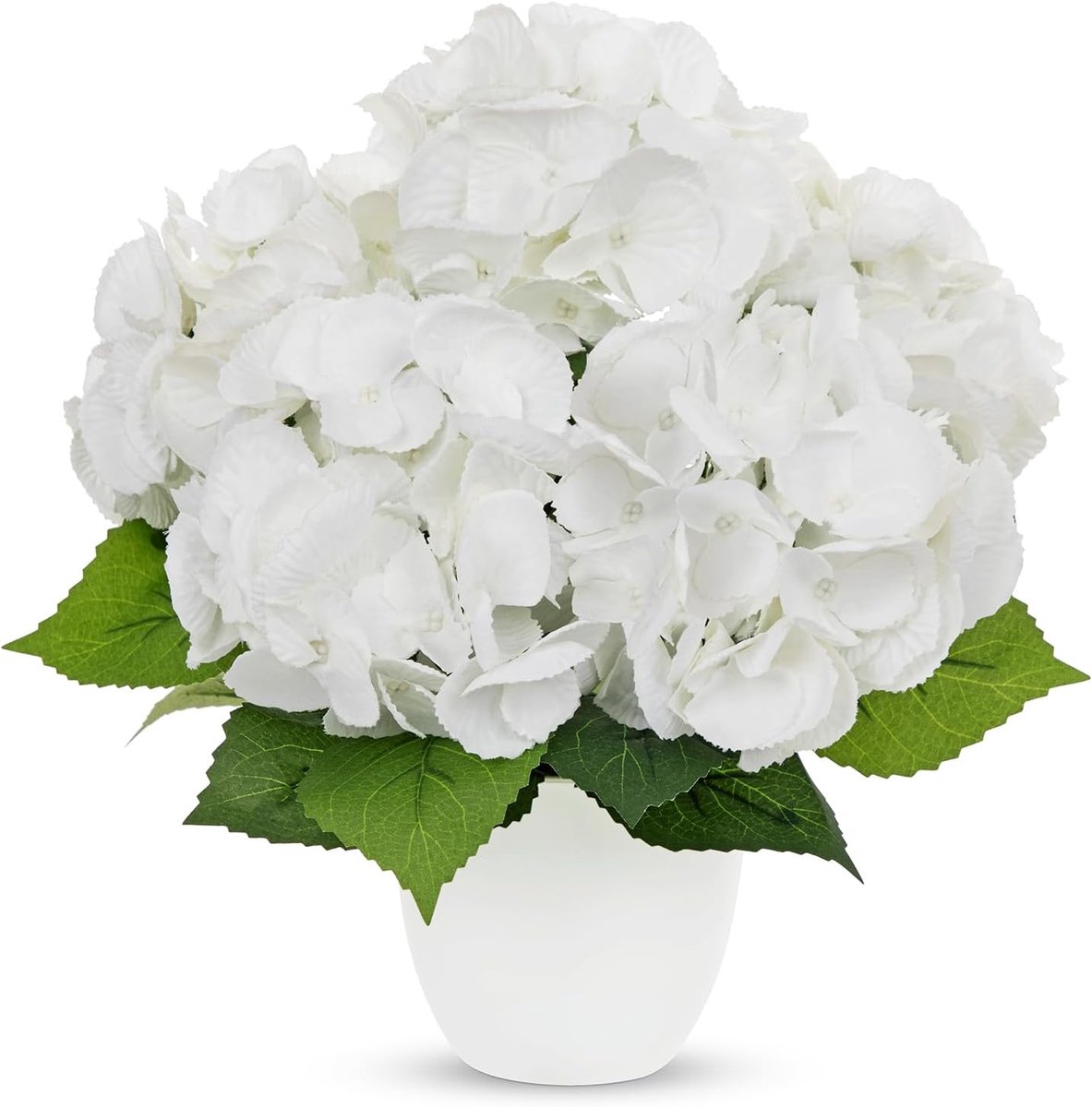 SnelShoppen - 33 cm Kunstbloemen, Witte Hortensia, Kunstzijde Bloemen in Pot, Decoratieve Planten voor Tafel, Plank, Raam, Huisdecoratie, Landelijke S
