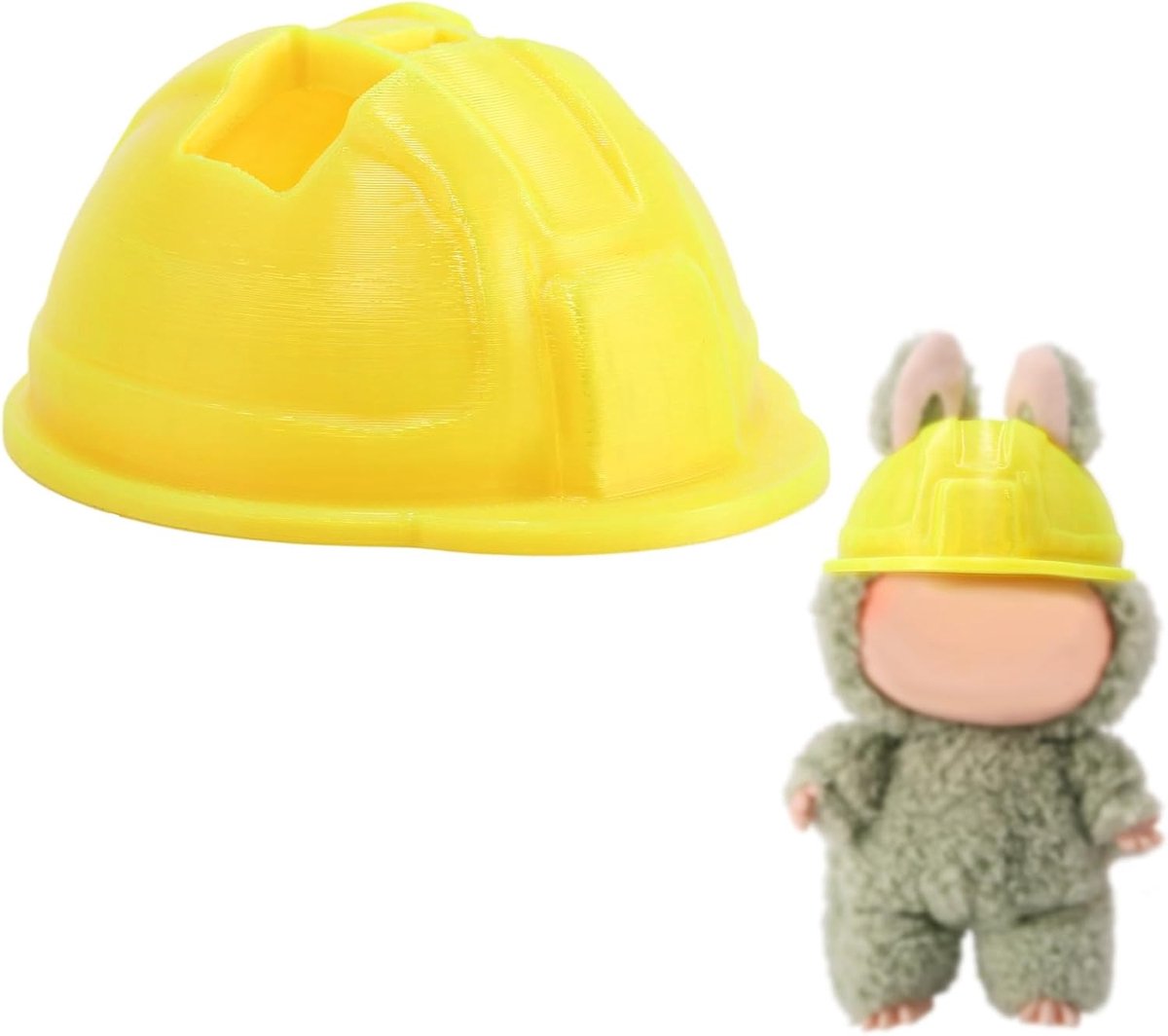 SnelShoppen - Schattige Mini Pluche Pop Helm, Heldere Kleuren, 17-20cm Hoed Decoratie, Sleutelhanger Accessoire, Cadeau voor Kinderen (Geel)