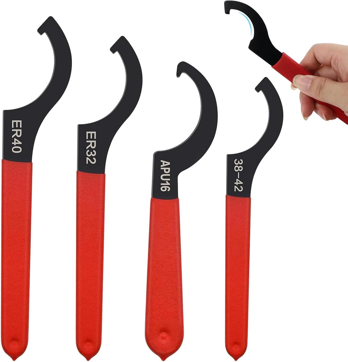 SnelShoppen - 4-Delige Haak Sleutelset, C-Vormige Sleutel, Impact Spanner, Schroef Sleutel, Schok Sleutel, Voor Het Aandraaien of Losdraaien van Sluit
