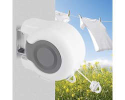 13 m Clothesline Drying, Clothesline, Wall Mounted with Roller, Extendable for Garden, Camping, Balcony, Bathroom - ShopVlot