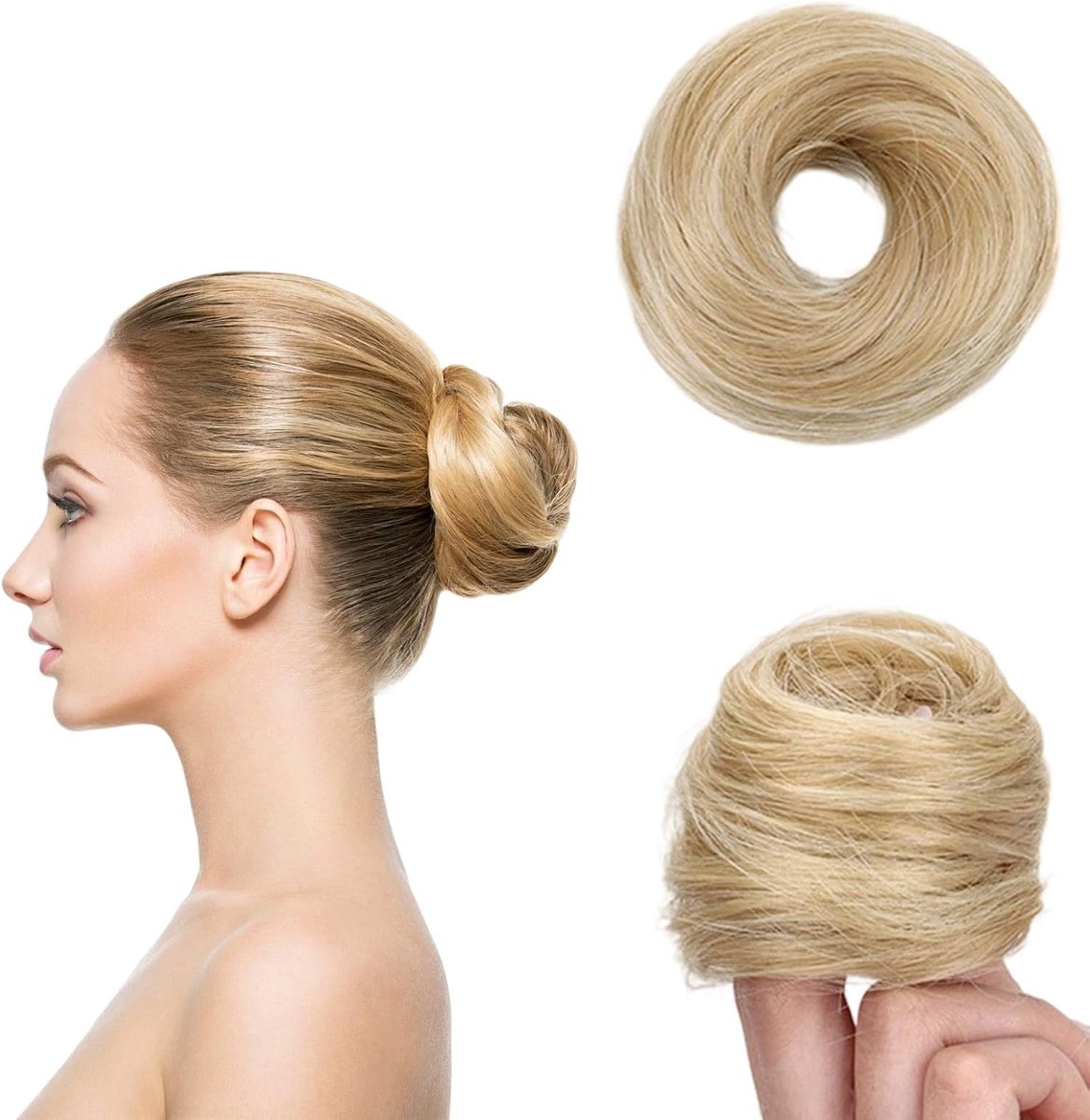 Women's Hair Elastic Knot, Natural Hair Ring, Elastic Headband, Bun Wig for Women Girls - ShopVlot