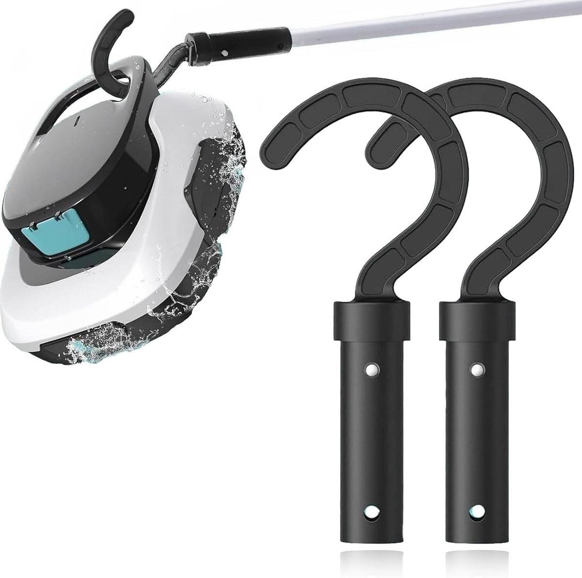 SnelShoppen - Pool Robot Hooks 2-Pack Zwart - Universele Accessoires voor Alle Robot Zwembad Vacuüm Reinigers - Duurzaam en Waterdicht - Perfect voor