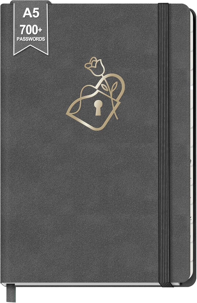 Notebooks A5 - donkergrijs - rozenpatroon - milieuvriendelijk - SnelShoppen