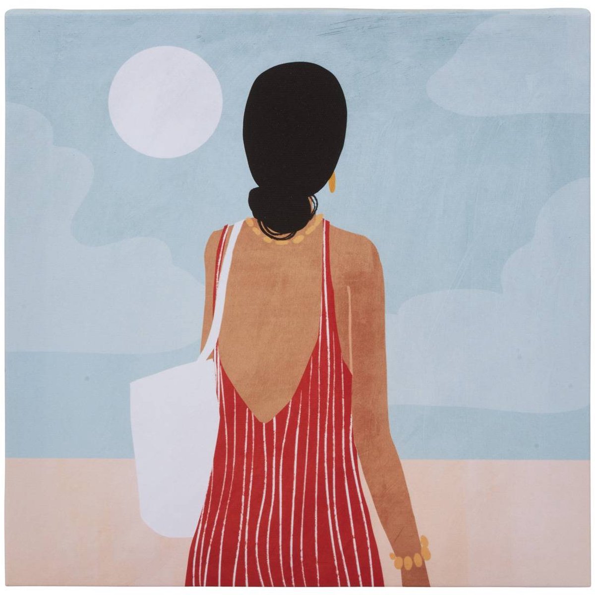 Canvasdoek met vrouwelijke illustratie 28x28 cm FRANY