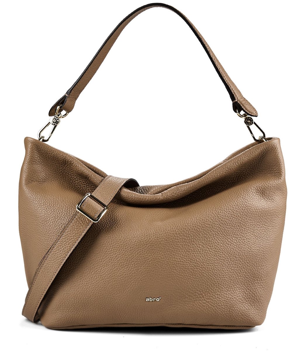 abro schoudertas Leather Agave Ebony Big Shoulder Bag Cappuccino Lichtbruin