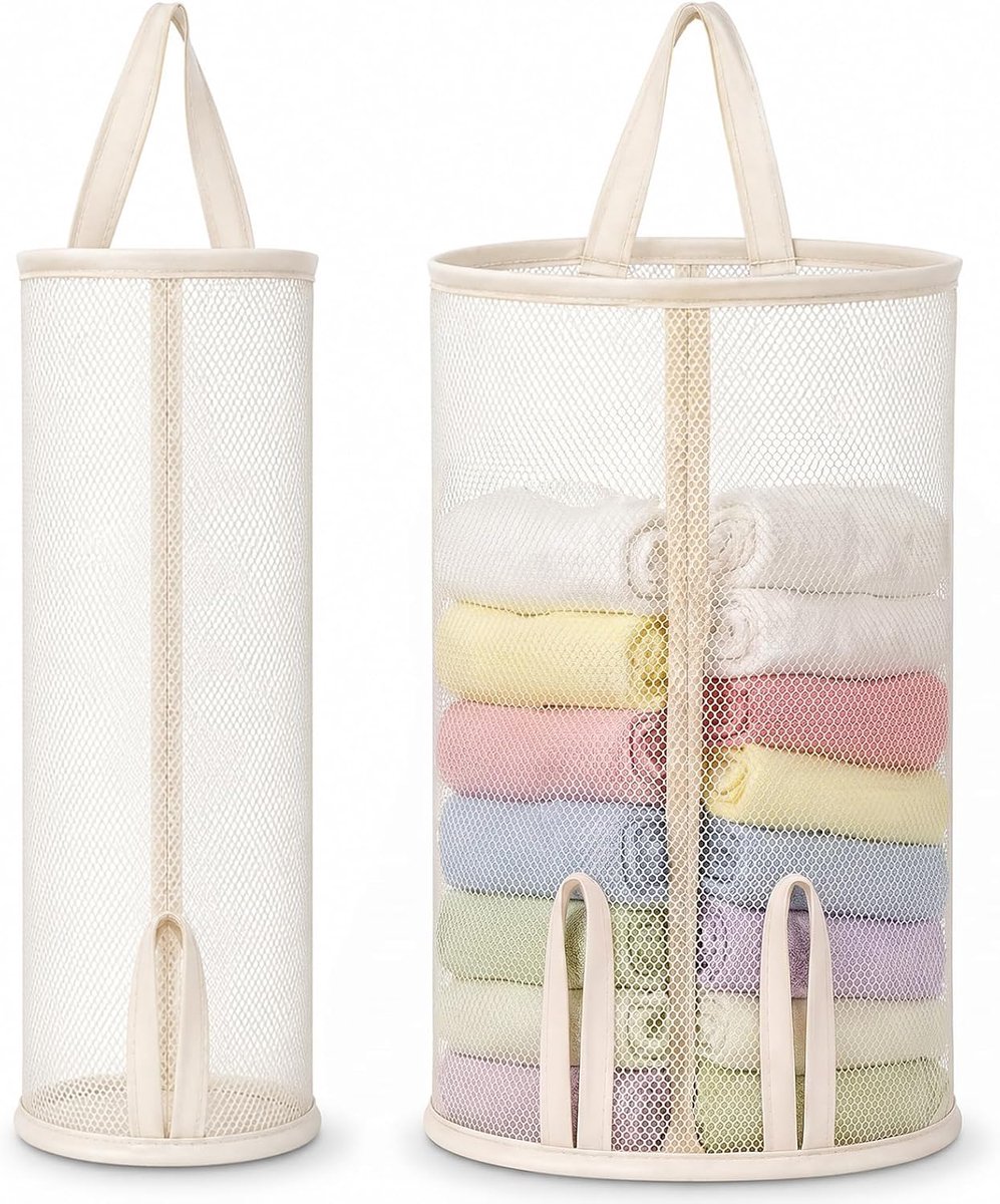 Hangende Opbergtas – Wandorganizer gereedschap - Wandorganizer stof - 2 Stuks - Organizer met Meerdere Vakken en Transparante Zakjes – Ruimtebesparende Ophangorganizer voor Sokken en Accessoires