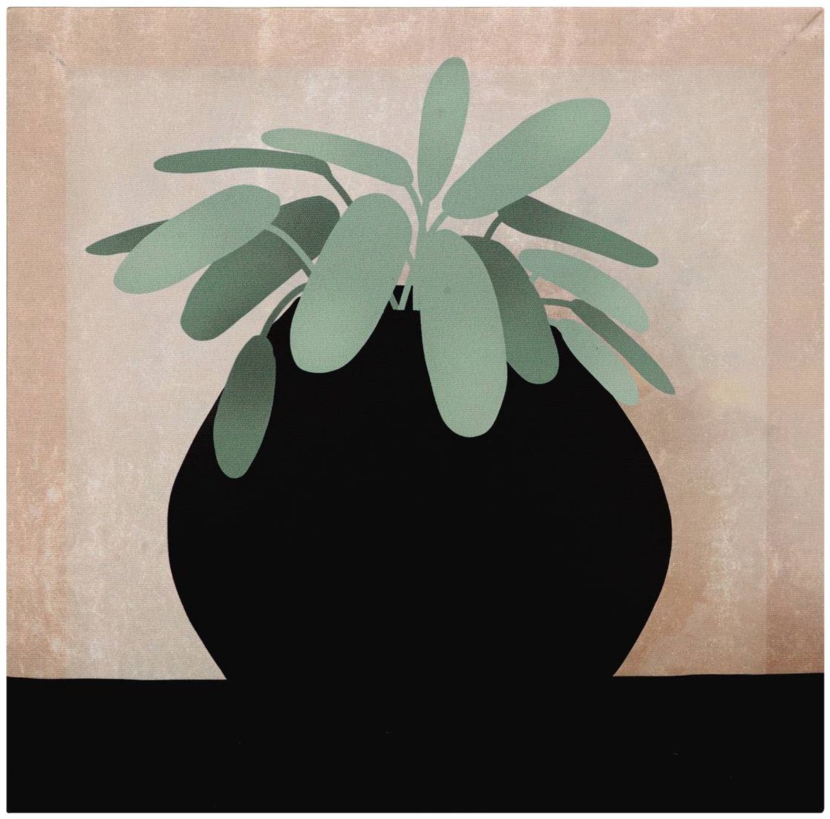 Canvasdoek met groene plantenprint JENNIFER