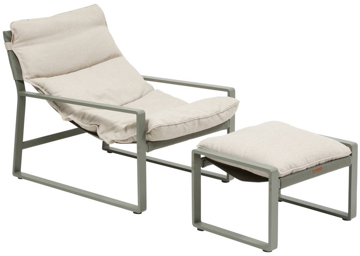 Relaxfauteuil voor in de tuin met poef van aluminium LAMBINIO