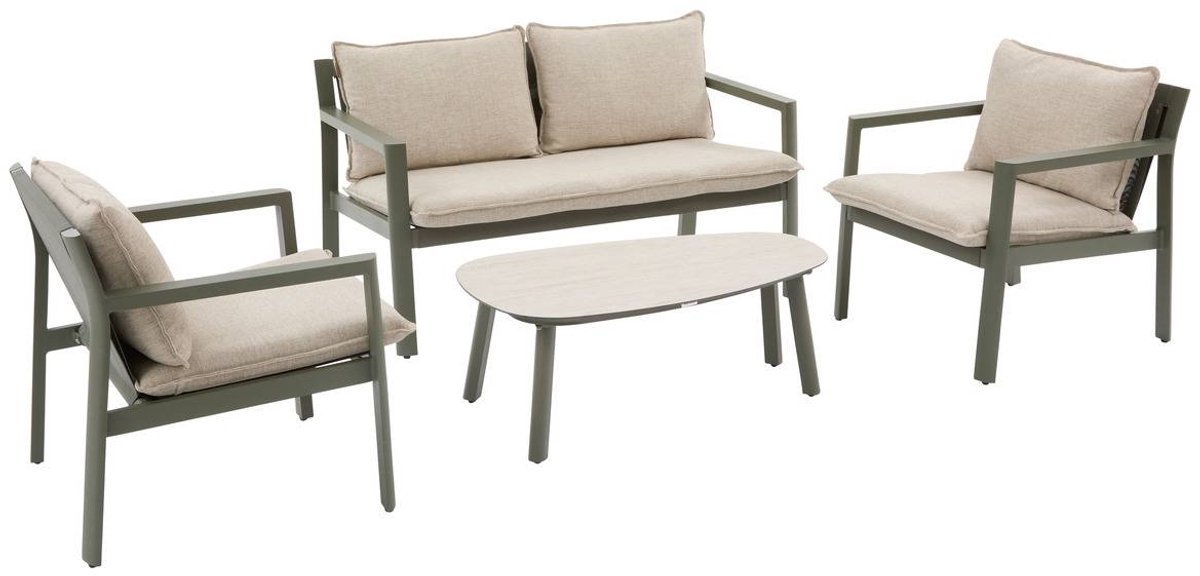Tuinset voor 4 personen van aluminium FLOVIA