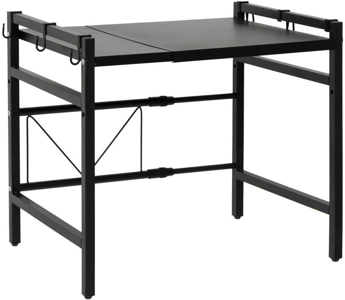 Uitschuifbaar magnetronrek met 1 plank BLACK EDITION