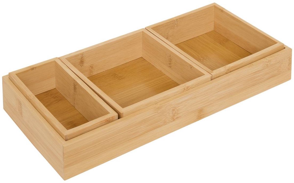 Set van 4 modulaire lade-indelingen van bamboe