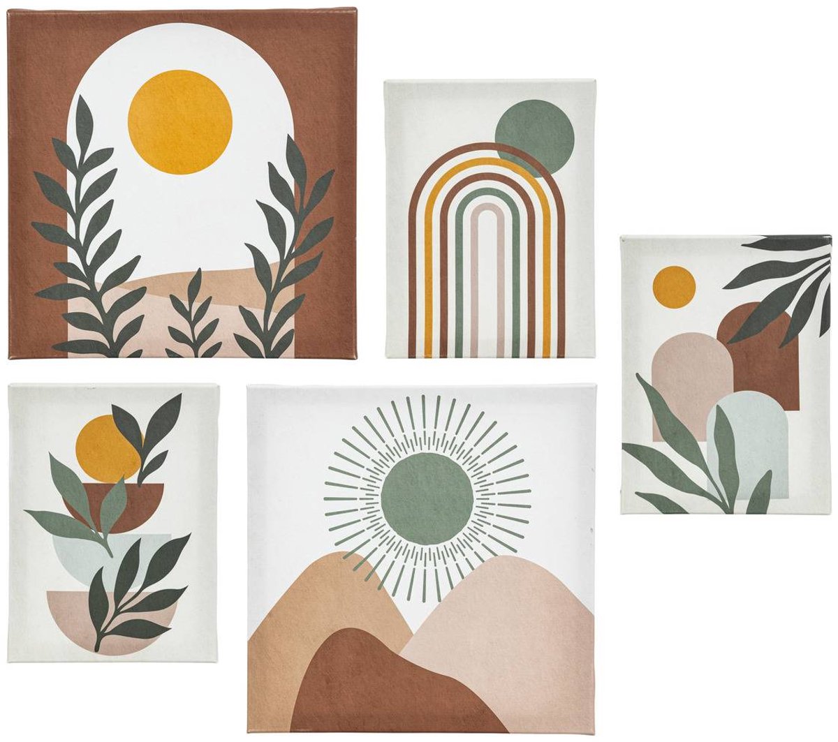 Set van 5 abstracte bedrukte doeken CYNTHIA