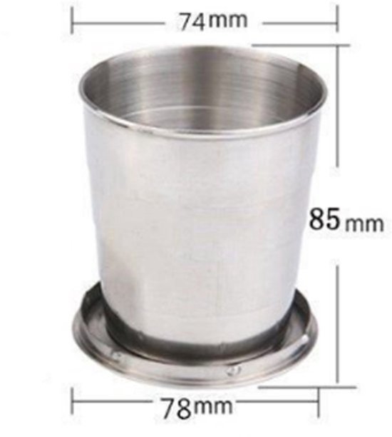 Opvouwbare beker - 250ML - RVS - opvouwbare reisbeker - Kampeerbeker - Opvouwbare drinkbeker - Handige drinkbeker - Koffie/Theebeker - Herbruikbaar - met deksel - voor Camping, Outdoor wandelreizen — afbeelding 2