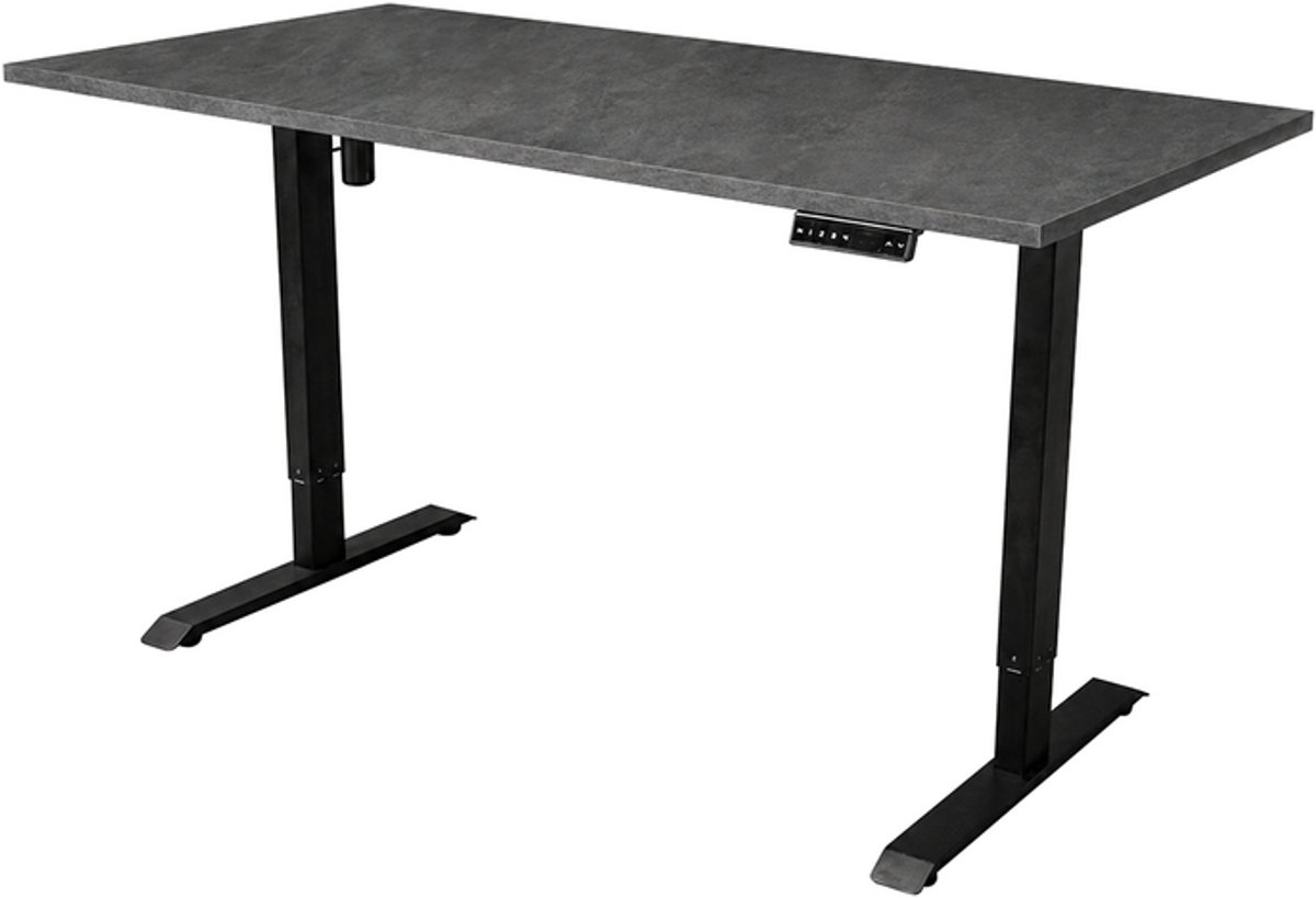 Sedero Elektrisch verstelbaar bureau - 160x80 cm - Single motor - Zwart / Donker Marmer