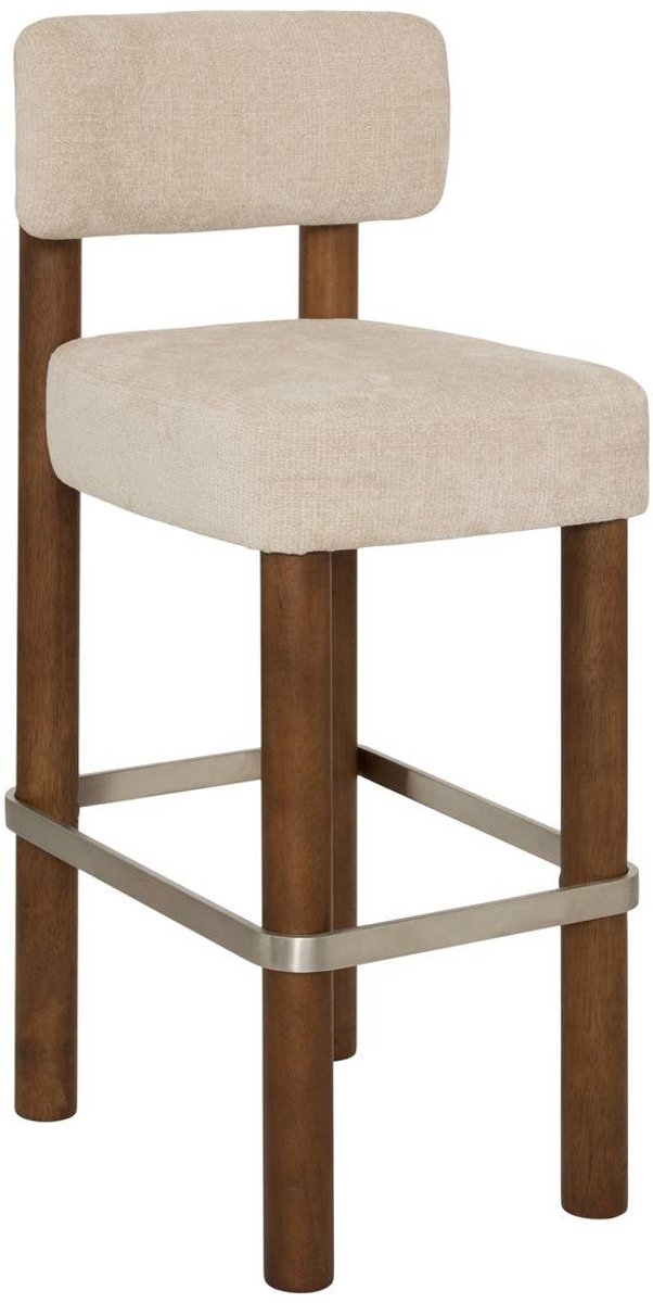 Tabouret de bar Noali carré H.104,5cm beige noyer