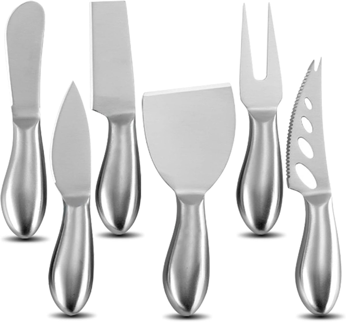 SnelShoppen - 6-delige Kaasmes Set, Mini RVS Kaasmessen met Boter Spatel en Vork voor Charcuterie Planken en Kaasplankjes, Perfect voor Feesten en Keu