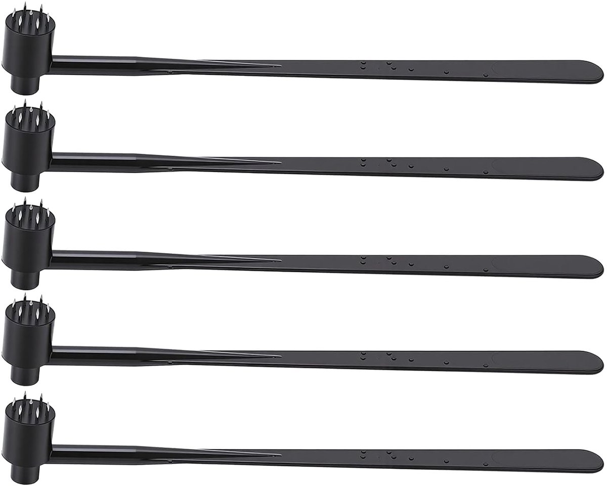 SnelShoppen - 5-delige Plum Blossom Dermal Hammer Set met Lichtgewicht Zwarte ABS Handgreep en RVS Naalden voor Professioneel Gebruik