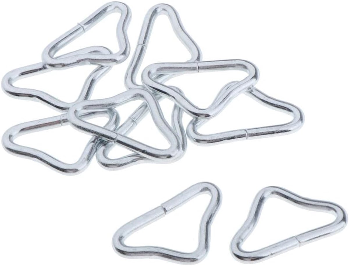 SnelShoppen - 10 Stuks 1.5" Driehoekige Riemgesp Ringen voor Trampoline Onderdelen - Lichtgewicht en Duurzaam - Roestvrij en Glanzend - Perfect voor O