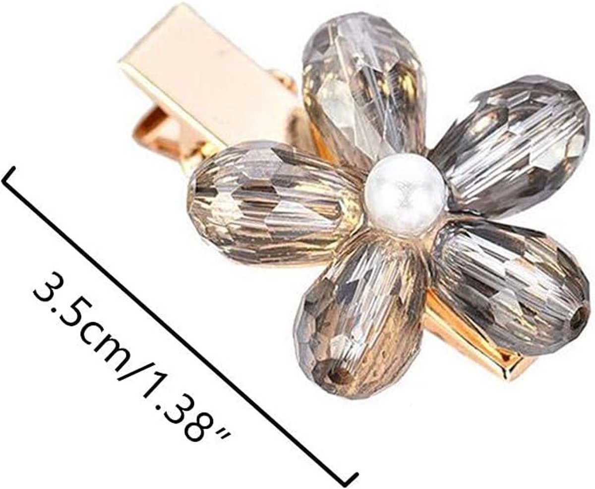 SnelShoppen - 18 Stuks Mini Kristallen Haarspeldjes, Krokodillenclips met Kleine Kristallen Bloemen in 6 Kleuren voor Vrouwen en Meisjes, Feest en Dag