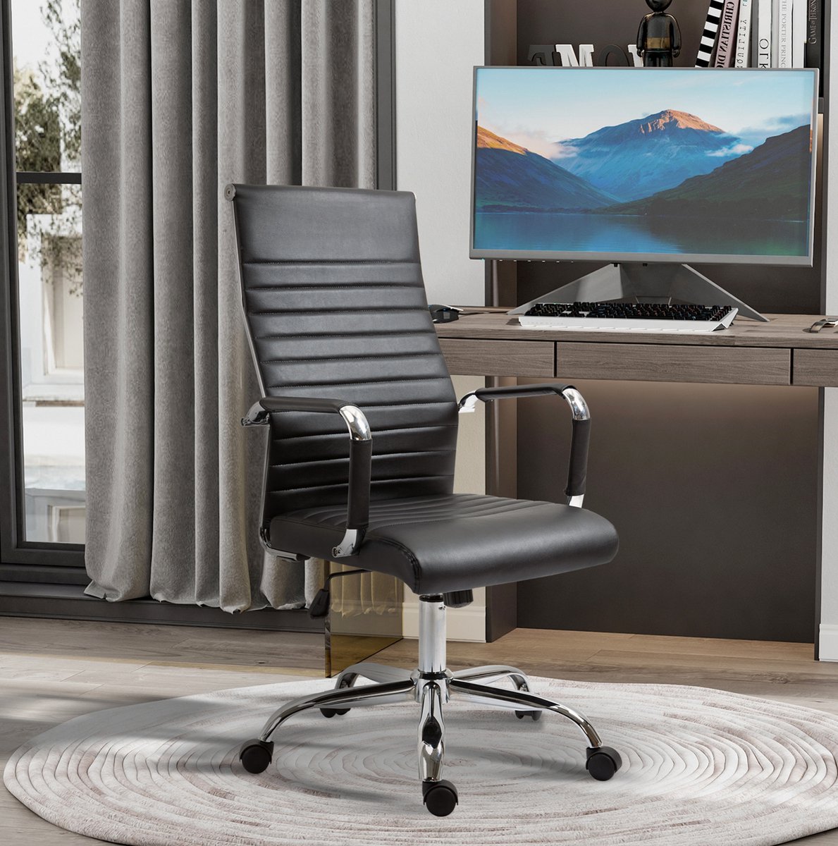 COVREO Bureaustoel 54x62x114 cm zwart, kunstleer met wippfunctie