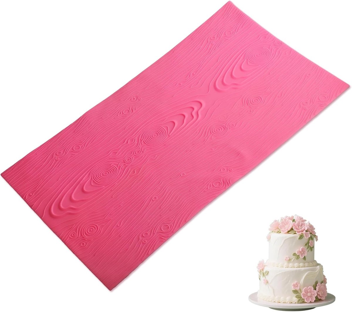 SnelShoppen - Fondant Impressie Mat Mold, Houten Structuur Boomschors Silicone Mold, Taart Decoratie Tool voor Boomstam Cake Rand, Keuken Accessoire