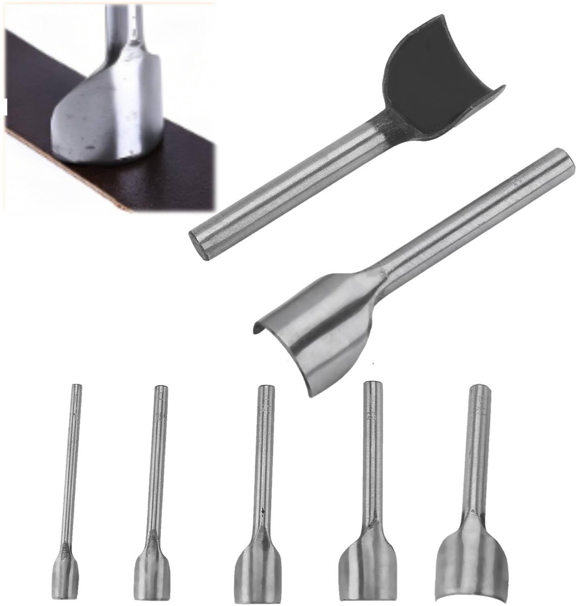 SnelShoppen - Premium A3 Leer Snijder, Halfronde Stans Cutter met 7 Maten 10mm-40mm voor Leerbewerking, DIY Riemen en Portemonnees