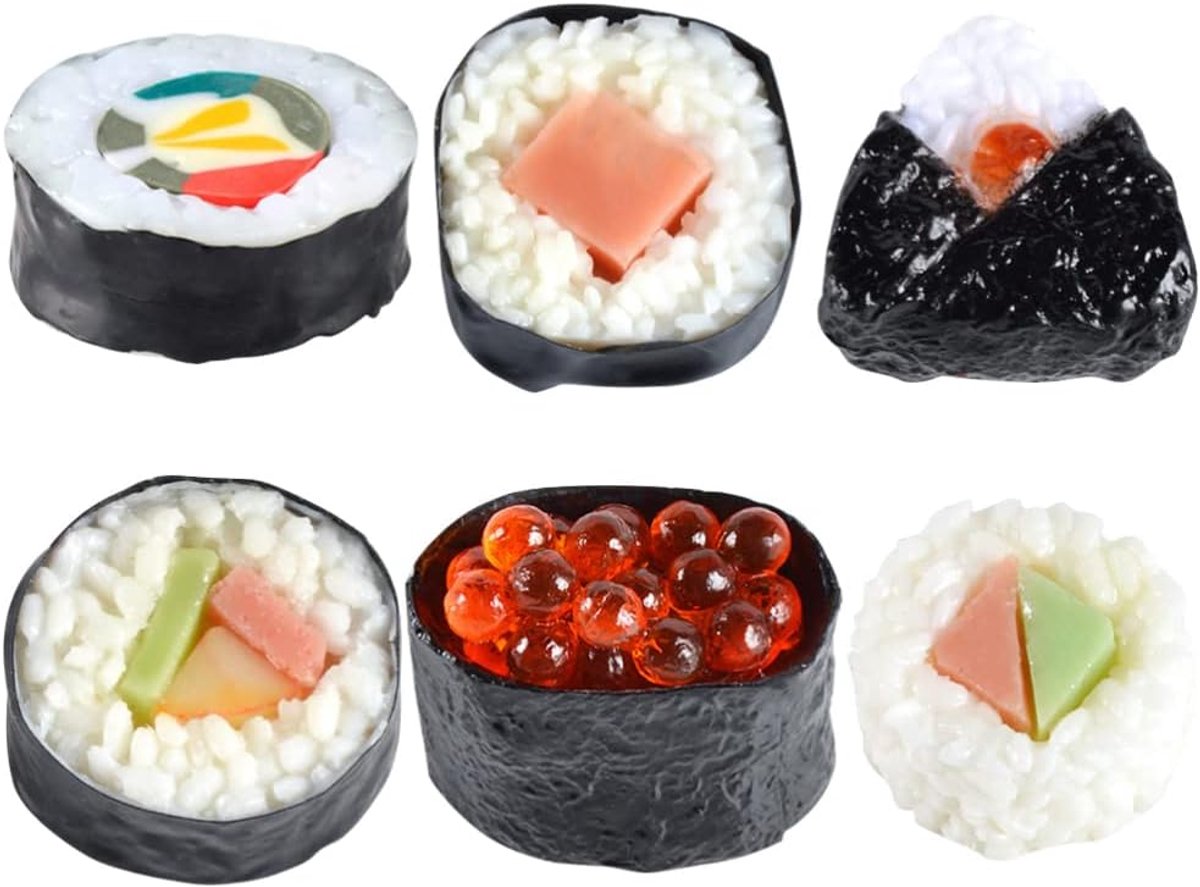 Set van 6 Realistische Nep Sushi Modellen