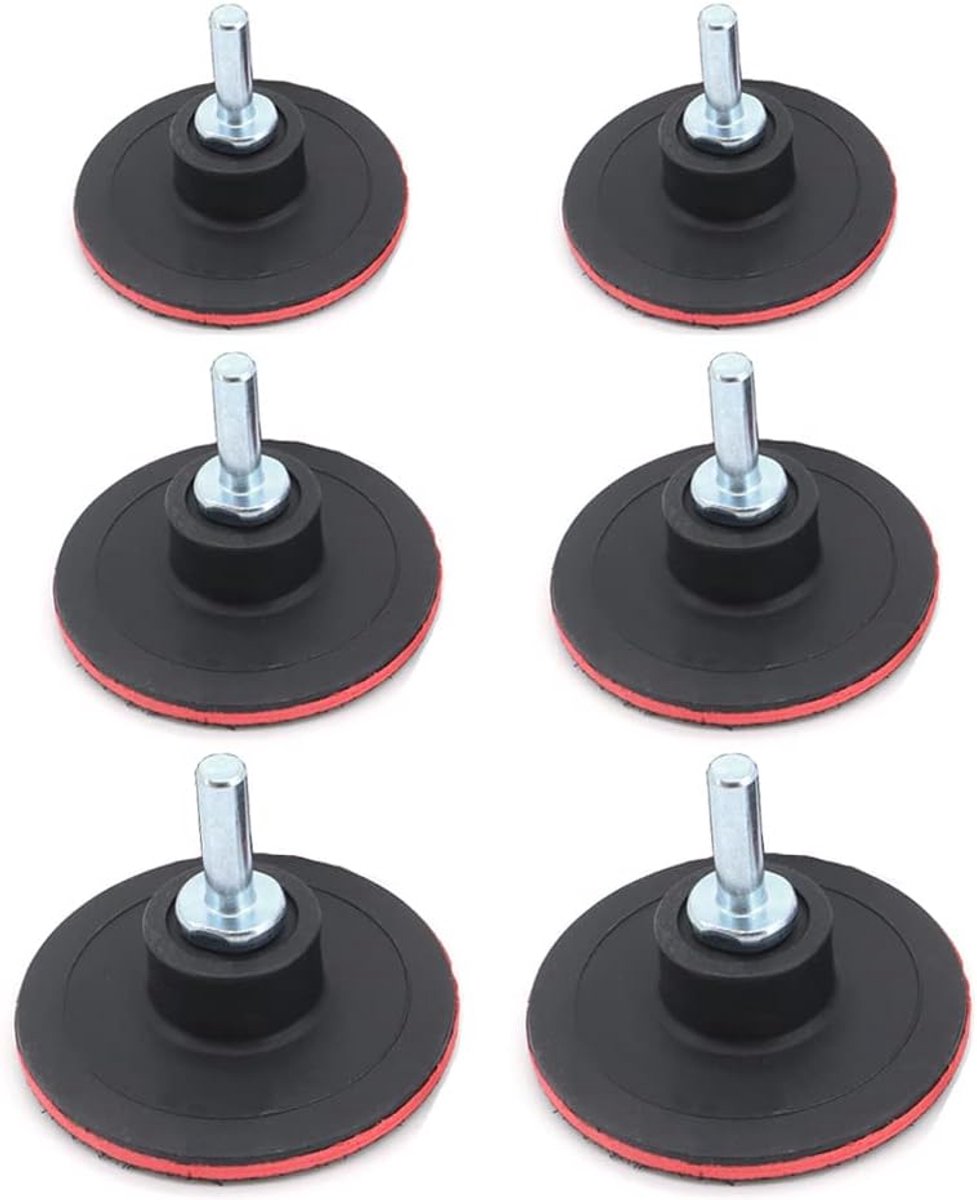 SnelShoppen - 6-delige Schuurpad Set 3 inch/80mm, 4 inch/100mm, 5 inch met M10 Booradapter, Polijstback-upplaat voor Elektrische Schuur- en Polijstger