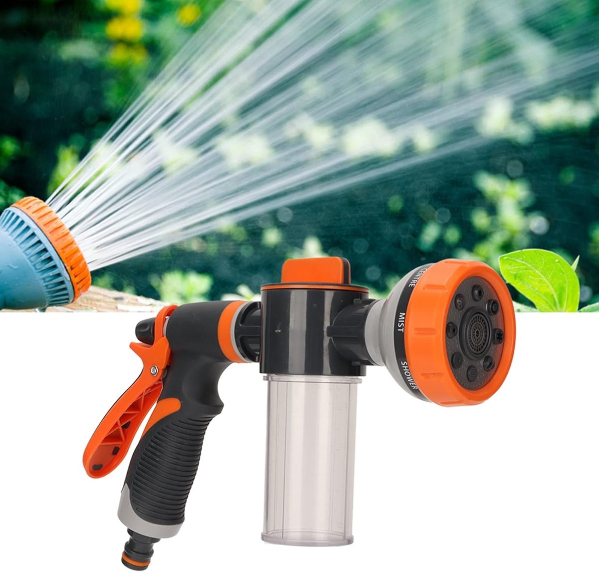 SnelShoppen - 8 Modes Hoge Druk Multifunctionele Tuinsproeier met Schuimsproeier - Tuin Wateringsapparatuur - Duurzaam ABS TPR Materiaal - Ideaal voor