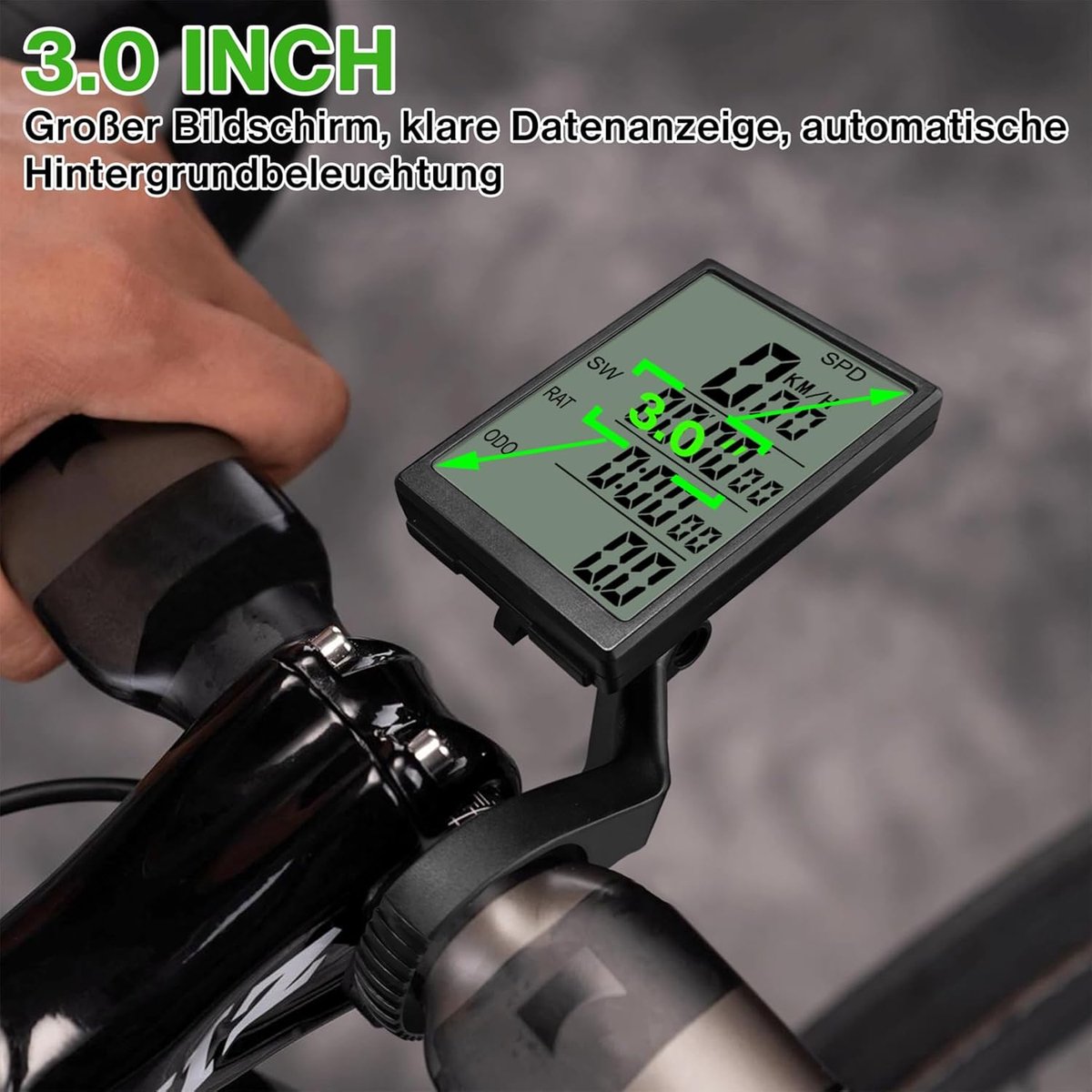 Fietskilometerteller - Fietscomputer - Draadloze fietscomputer - Waterdicht - Multifunctionele fietscomputer - USB oplaadbaar - Groot LCD-scherm - Gemakkelijk af te lezen - Geschikt voor fietsen en fitness - Zwart – foto 6
