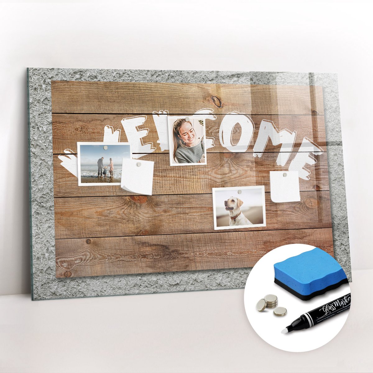Tulup Whitebord - Welkomstbord - 90 x 60 cm - Veelkleurig Magnetisch Memobord - Gratis 5 Sterke Magneten + Whiteboard Marker & Wisser - Organizer Muur - Magnet Board - Organiseer Je Bureau