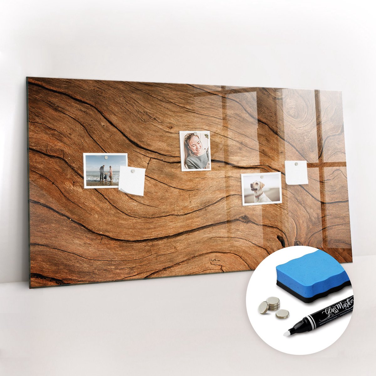 Tulup Whitebord - Klassiek oud hout - 120 x 60 cm - Bruin Memo Magneetbord - Gratis 5 Sterke Magneten + Whiteboard Marker & Wisser - Wanddecoratie Kantoor - Magnetisch Bord Kind - Productiviteit Tools