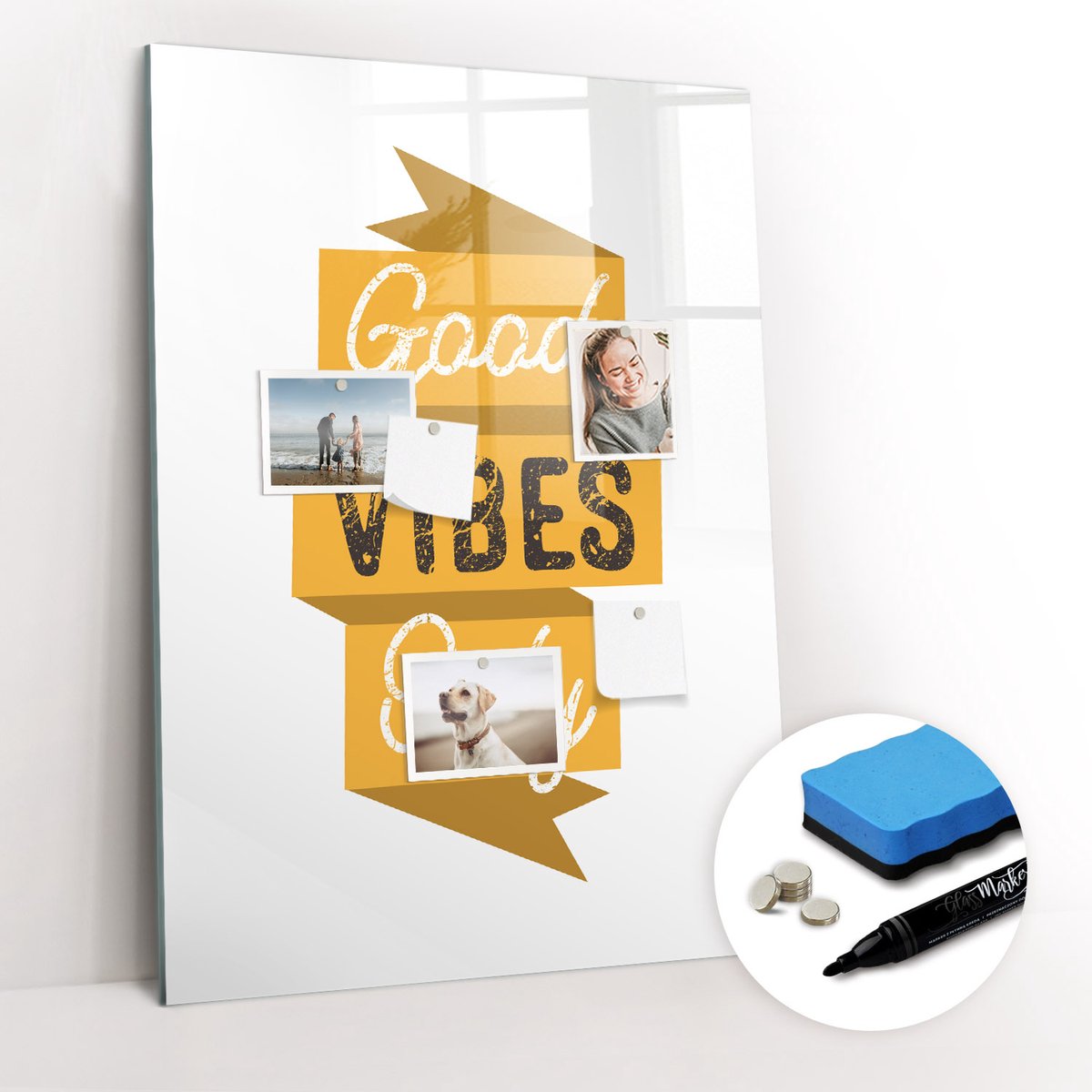 Tulup Whitebord - Motiverende zin - 70 x 100 cm - Oranje Magneetbord Foto - Gratis 5 Sterke Magneten + Whiteboard Marker & Wisser - Decoratief Magnetisch Bord - Magnetisch Memobord - Inspiratiebord Kantoor
