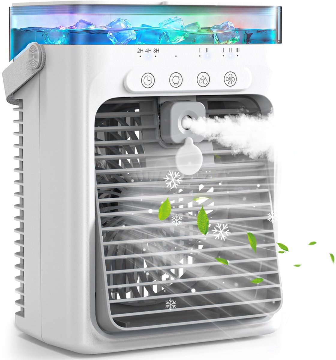 SnelShoppen - Draagbare Airconditioning zonder Slang, 4-in-1 Mini Airco met USB, 3 Snelheden, 2 Nevelmodi, 1000 ml Tank, Timer 2/4/8 Uur, Stille Venti