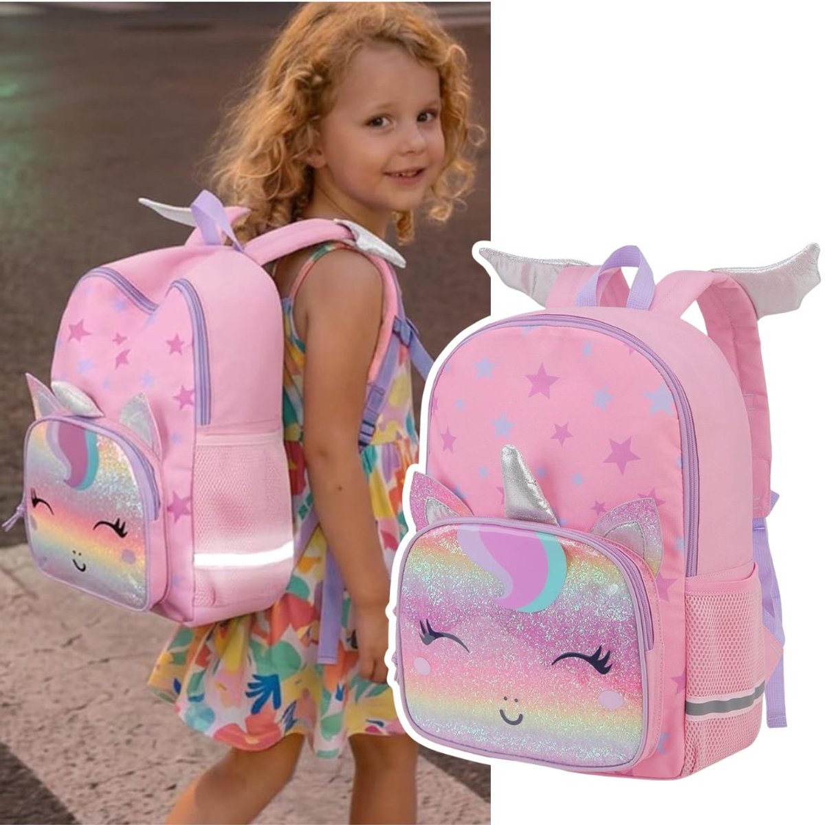 Zavio® Boekentas Meisjes Lagere School - Schooltas Eersteleerjaar Groot - Roze